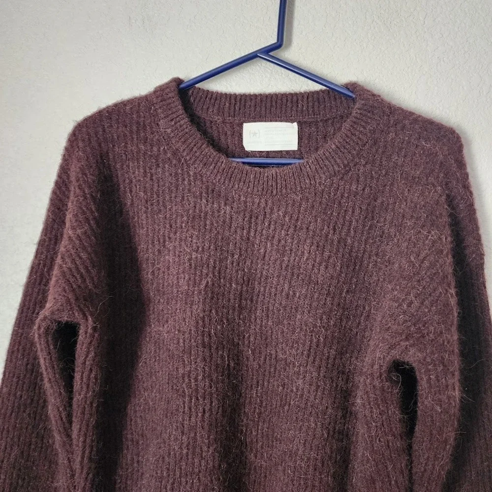 CONVERSE Heritage Wedge Crewneck Alpaca Wool‎ Blend Sweater Brown Minimalist M